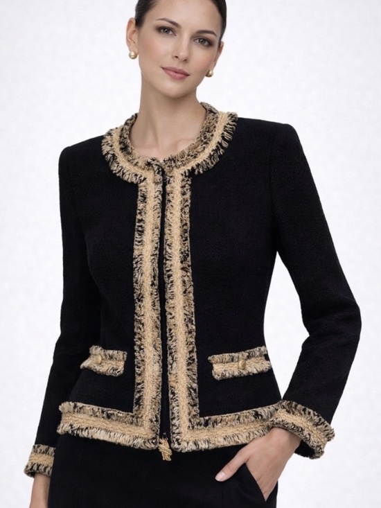 St. John Jackets & Blazers - St. John Tweed Knit Jacket Gold Black